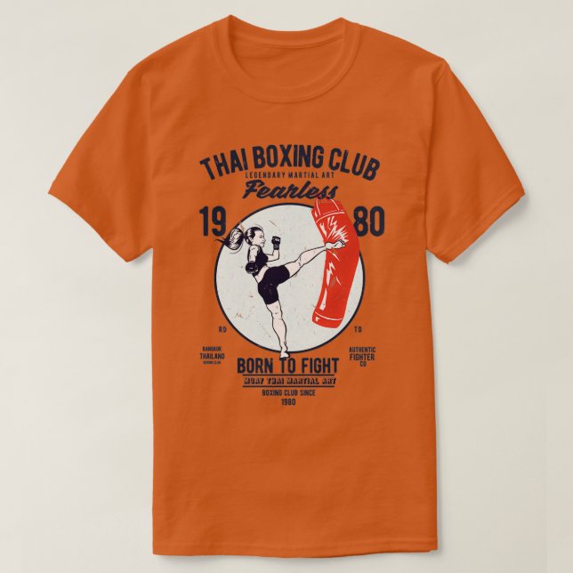 Muay Thai Kickboxing Girl Punchbag Martial Art Tha T-Shirt (Design Front)