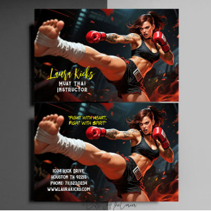 Muay Thai Kickboxing Martial Arts Instructor Business Card
