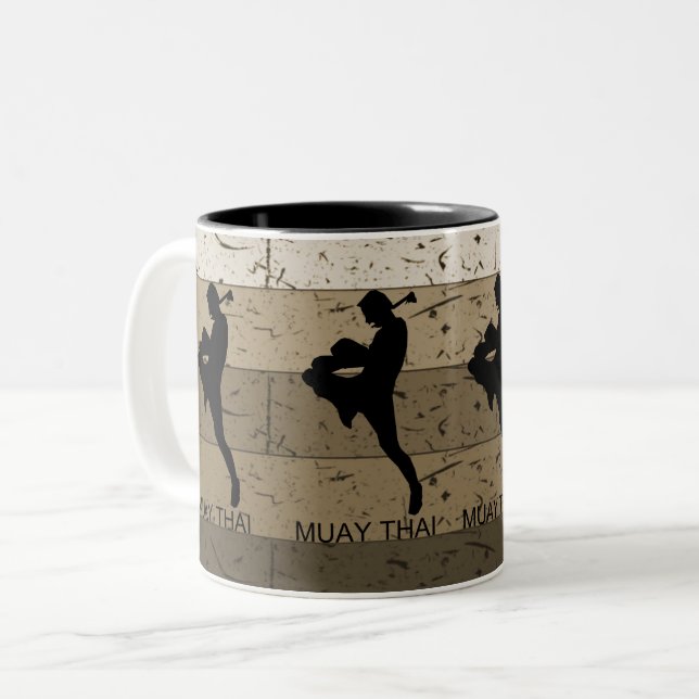 Muay Thai Kickboxing: Martial Arts Thailand Two-Tone Coffee Mug (Front Left)