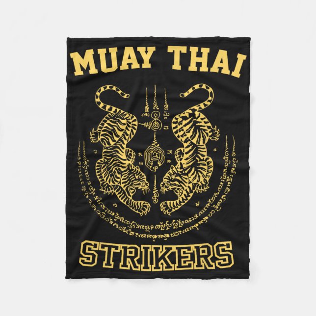 Muay Thai Kickboxing Mma Fighter Tiger Sak Yant  Fleece Blanket (Front)