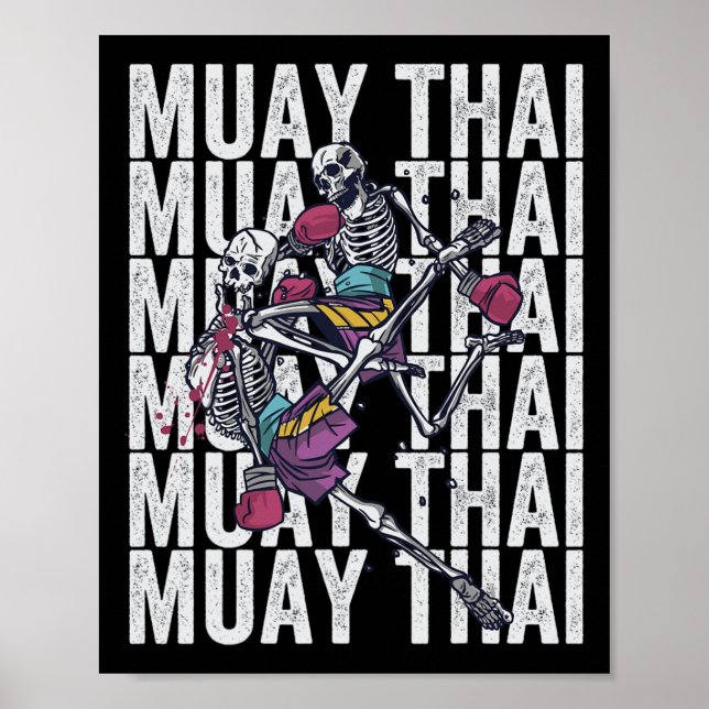 Muay Thai Kickboxing, Muay Thai Skeletons, Muay Th Poster (Front)