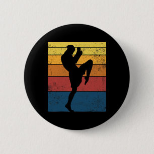 Muay Thai Kickboxing Retro Vintage Gift _1  Button