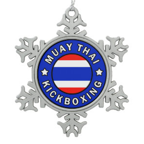 Muay Thai Kickboxing Snowflake Pewter Christmas Ornament