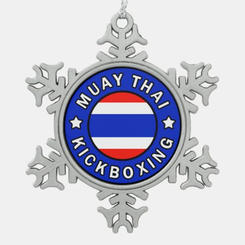 Muay Thai Kickboxing Snowflake Pewter Christmas Ornament