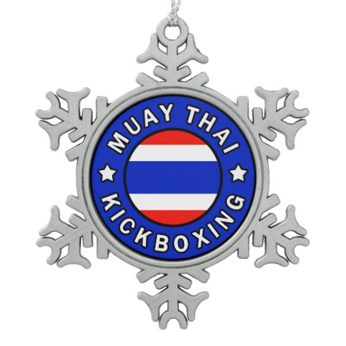 Muay Thai Kickboxing Snowflake Pewter Christmas Ornament