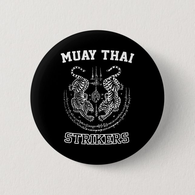 Muay Thai Kickboxing Tiger Fighter Sak Yant Mma  Button (Front)