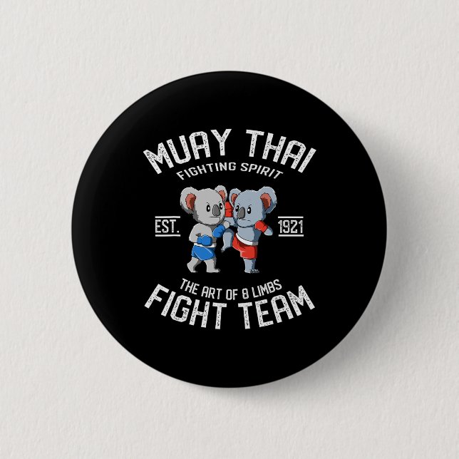Muay Thai Koala Fight Team - Nak Muay, Kickboxing  Button (Front)