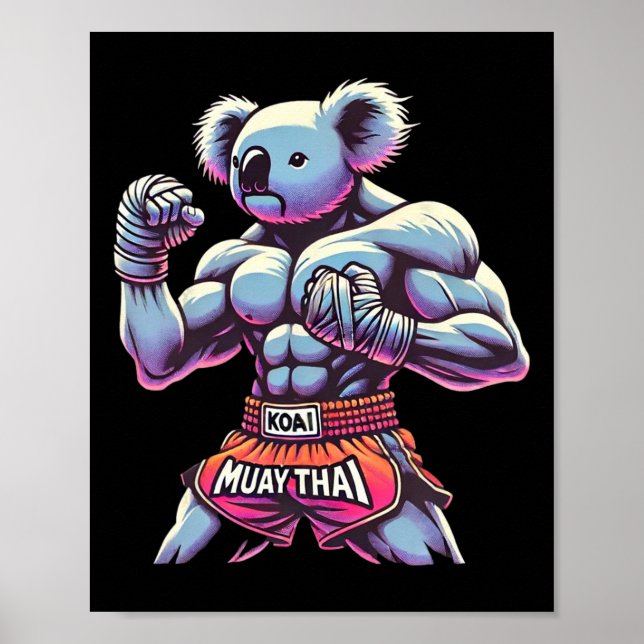 Muay Thai Koala Kickboxing Fighter Funny  Poster (Front)