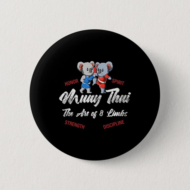 Muay Thai Koala Thai Boxing And Kickboxing  Button (Front)