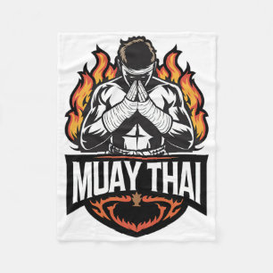 Muay Thai Logo - Thai Boxing Fighter  Fleece Blanket