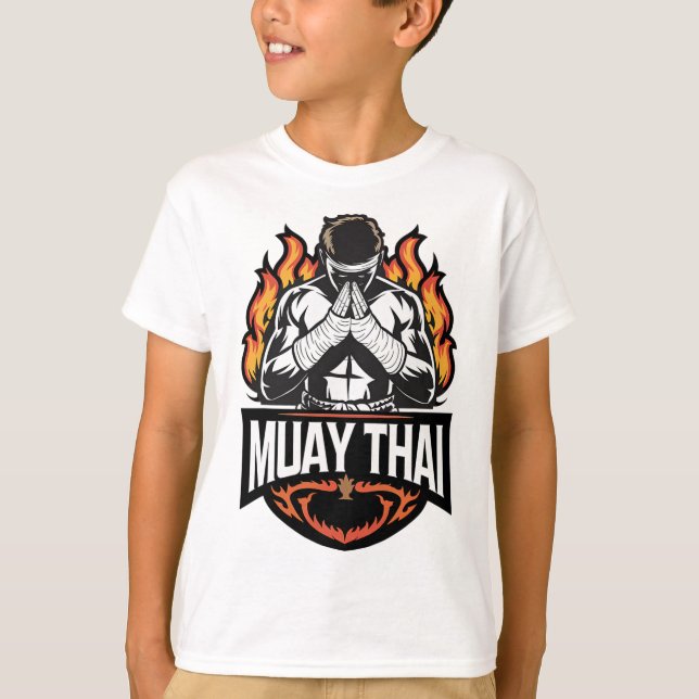 Muay Thai Logo - Thai Boxing Fighter  T-Shirt (Front)