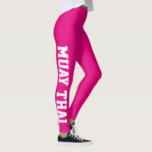 Muay Thai Martial Arts Bright Pink And White Leggings