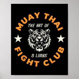 Muay Thai Mma Fight Tattoo Tiger Art Of 8 Limbs Ki Poster