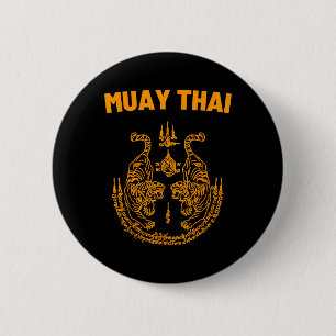 Muay Thai Mma Fight Tattoo Twin Tiger Kickboxing T Button