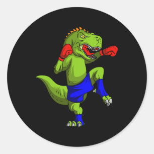 Muay Thai Mma Fighter T-rex Mixed Martial Art Comb Classic Round Sticker