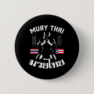 Muay Thai Puerto Rico Flag Martial Arts Thai Boxin Button