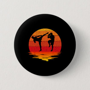 Muay Thai Retro Vintage Martial Arts Combat Boxing Button