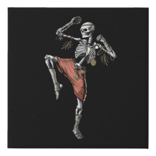 Muay Thai Skeleton Faux Canvas Print