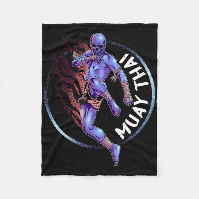 Muay Thai Skeleton  Fleece Blanket (Front)