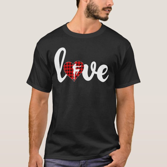 Muay Thai Sports Buffalo Plaid Muay Thai Valentine T-Shirt (Front)