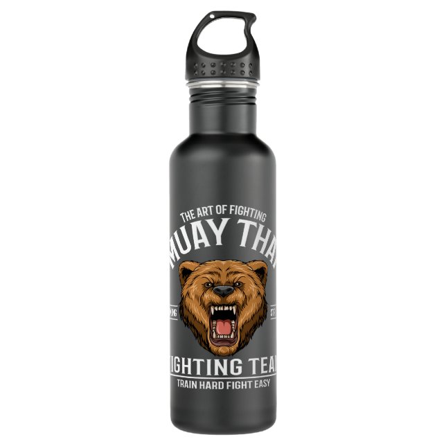 Muay Thai Thai Boxing and Kickboxing Grizzly Stainless Steel Water Bottle (Front)