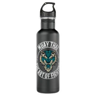 Muay Thai Thai Boxing and Lion Premium Stainless Steel Water Bottle