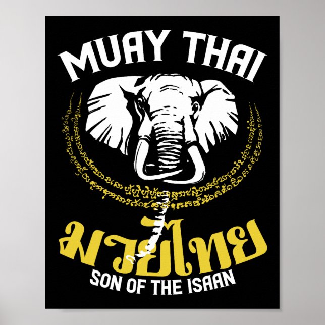 Muay Thai Thai Boxing Elephant Gift Martial Arts  Poster (Front)