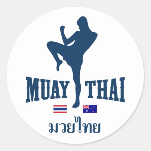 Muay Thai Thailand Australia Classic Round Sticker