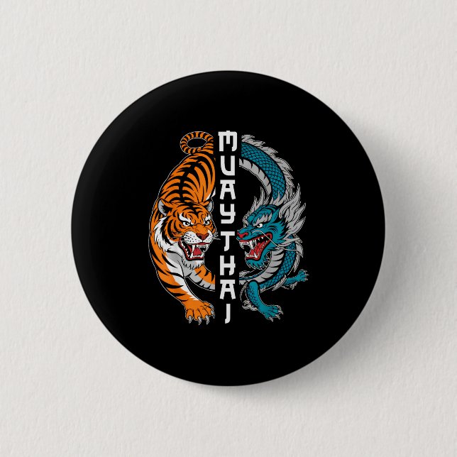 Muay Thai Thailand Boxing Muay Thai Fan Men Women  Button (Front)