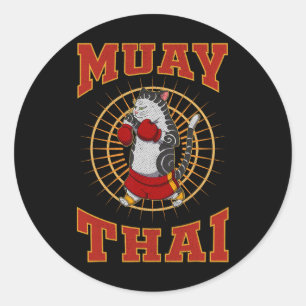 Muay Thai Thailand Fist Ring Knee Fighter Techniqu Classic Round Sticker
