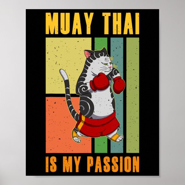 Muay Thai Thailand Fist Ring Knee Fighter Techniqu Poster (Front)