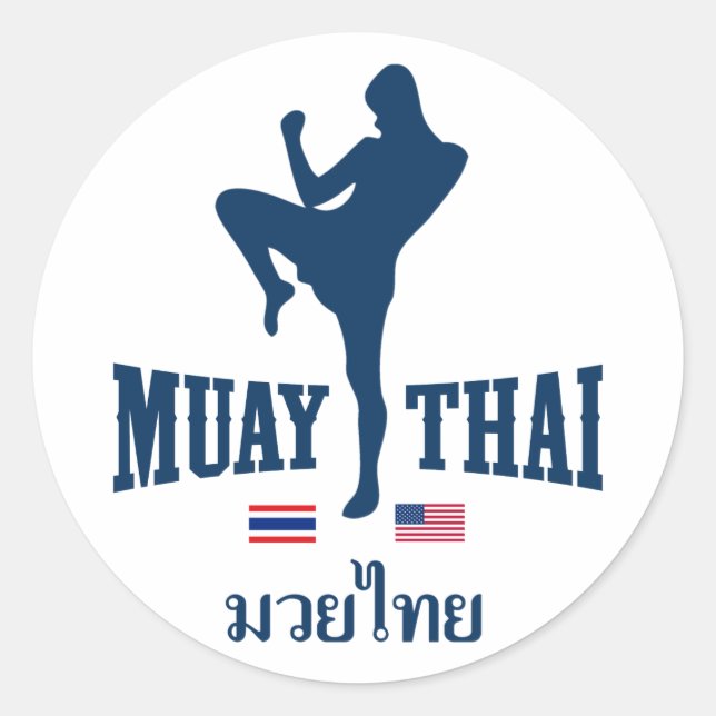Muay Thai Thailand USA Classic Round Sticker (Front)