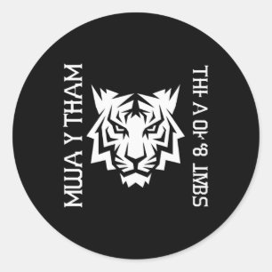 Muay Thai Tiger Art Of 8 Limbs Kickboxing Design S Classic Round Sticker