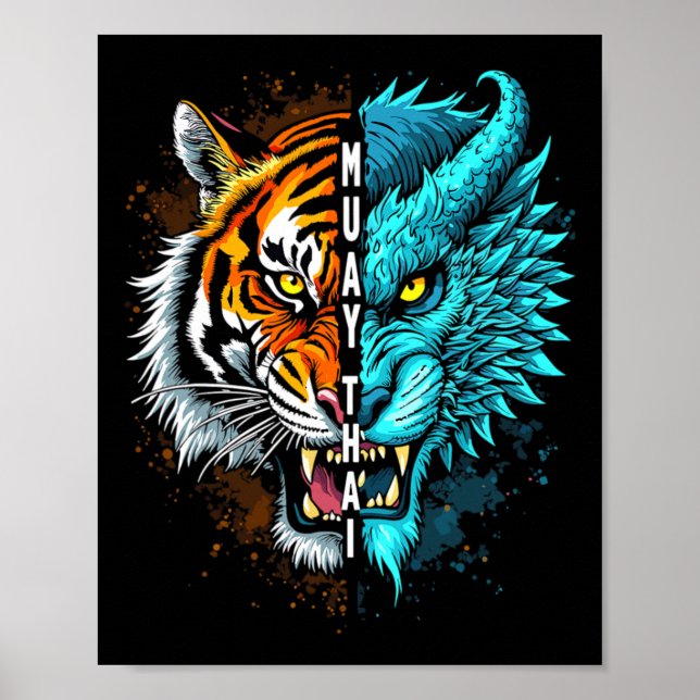 Muay Thai Tiger Dragon Fusion Art  Poster (Front)
