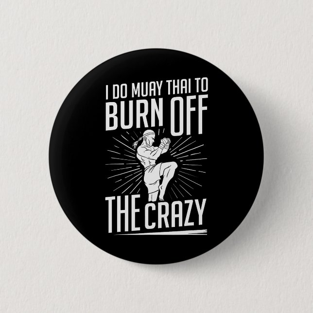 Muay Thai Training Fighter Kickboxing Beginner Box Button (Front)