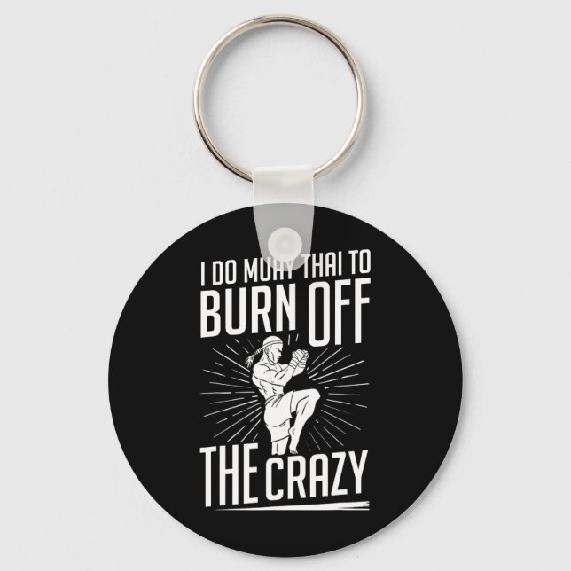 Muay Thai Training Fighter Kickboxing Beginner Box Keychain (Front)