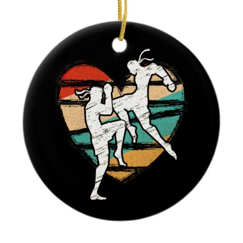 Muay Thai Vintage Design Retro Kickboxer Fighter Ceramic Ornament