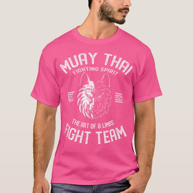Muay Thai Wolf Fight Team Nak Muay Kickboxing T-Shirt (Front)