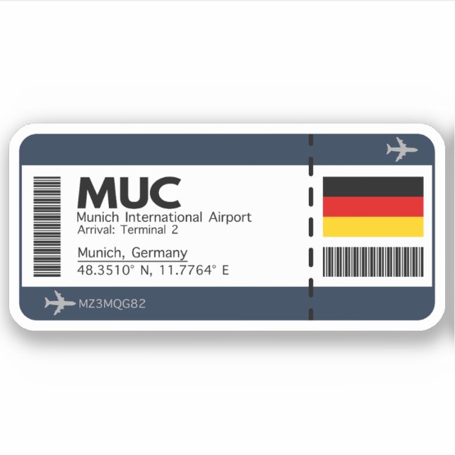 MUC Munich Airport Boarding Pass - Travel Sticker (Front)