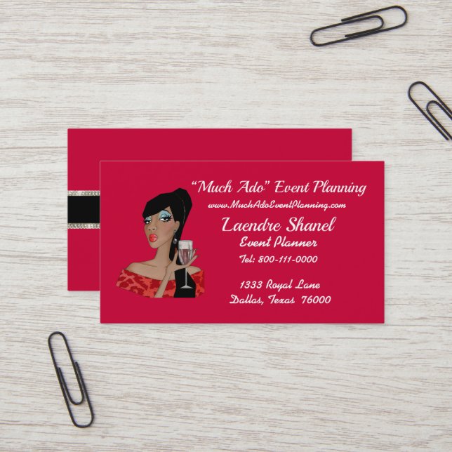 "Much Ado" Event Diva Business Card (Front/Back In Situ)
