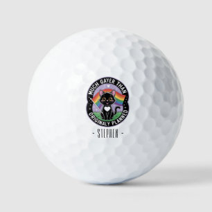 Much Gayer – Funny Cute Black Cat LGBTQ Pride Golf Balls