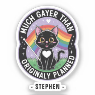 Much Gayer – Funny Cute Black Cat LGBTQ Pride Sticker
