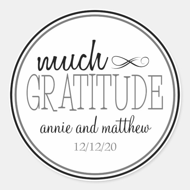 Much Gratitude Labels (Black / Gray) (Front)