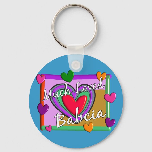 Much Love Babcia (Polish Grandmother) Keychain (Front)