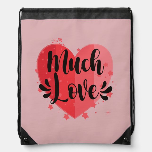 Much Love, Big Heart Drawstring Bag (Front)