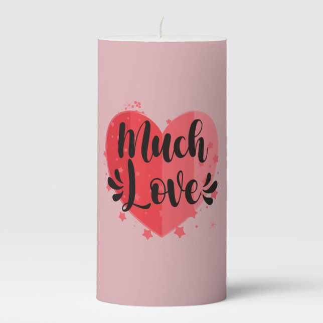 Much Love, Big Heart Pillar Candle (Front)