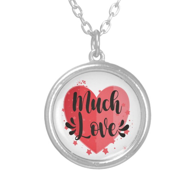 Much Love, Big Heart Silver Plated Necklace (Front)