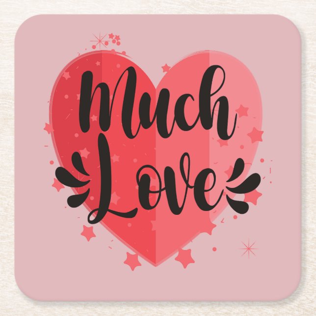 Much Love, Big Heart Square Paper Coaster (Front)