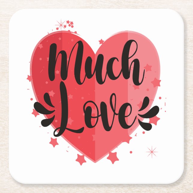 Much Love, Big Heart Square Paper Coaster (Front)