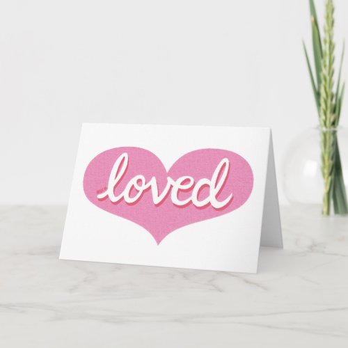 MUCH LOVED _  Adored _ Baby girl pink love heart Card